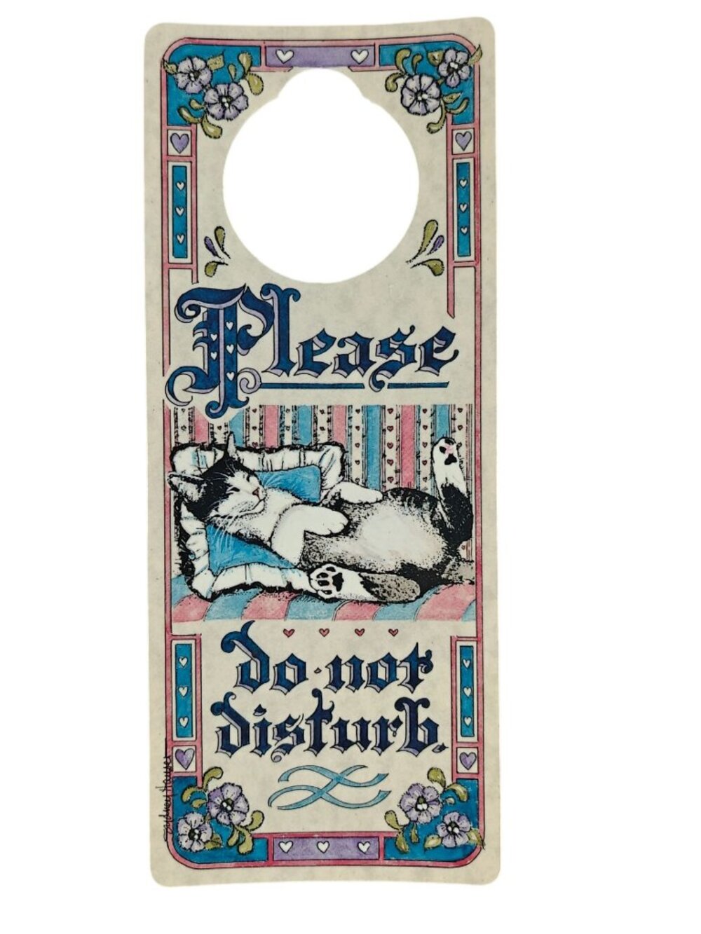 Vintage Sydney Hauser Cat Door Hanger Do Not Disturb Postcard 1996